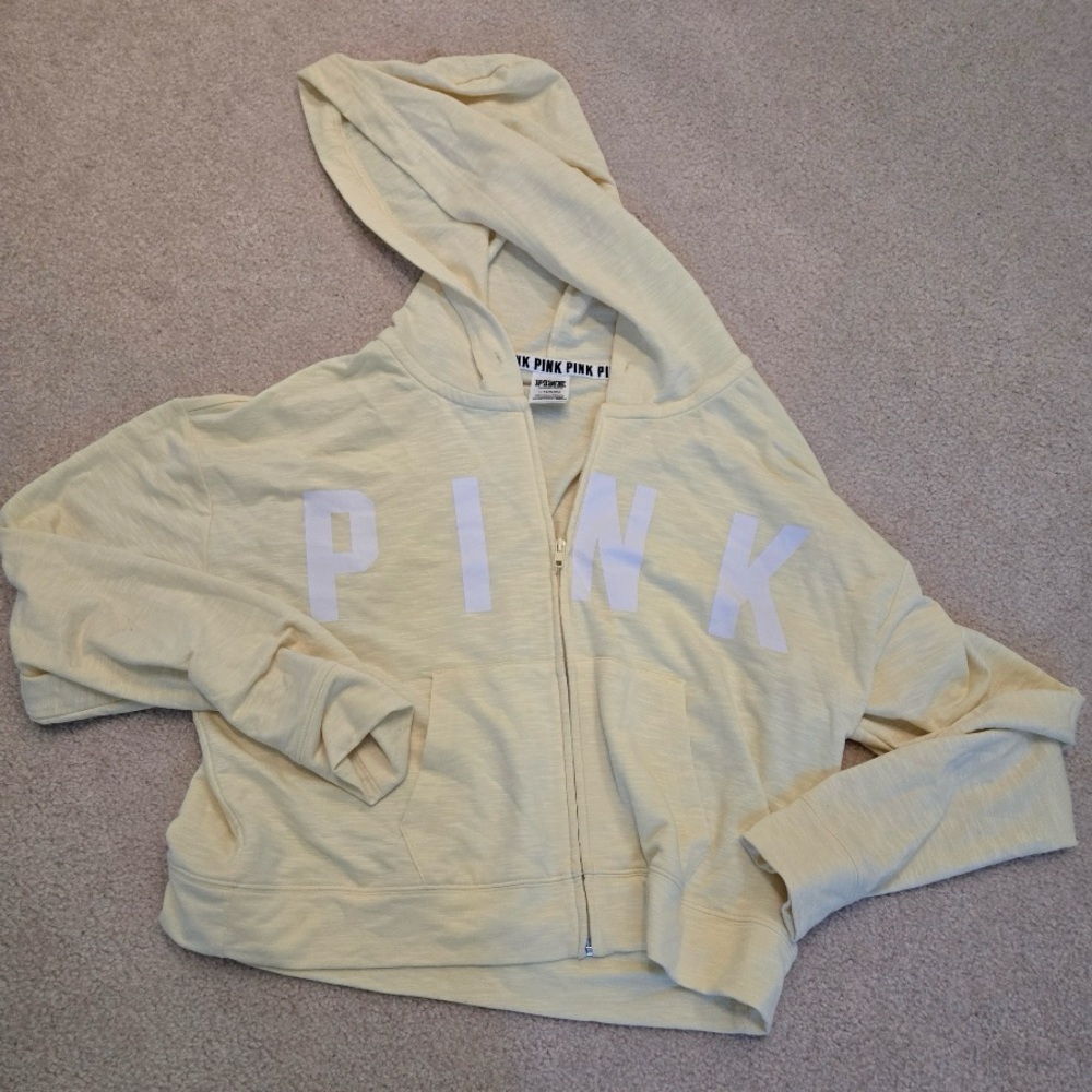 Light weight soft Yellow PINK zip up.